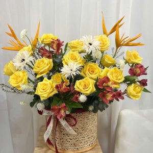 Giỏ hoa tone vàng - L550