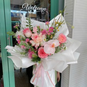 Bó hoa hồng mix lan hồ điệp - L500