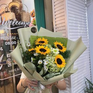 Bó hướng dương mix cẩm tú cầu - L300